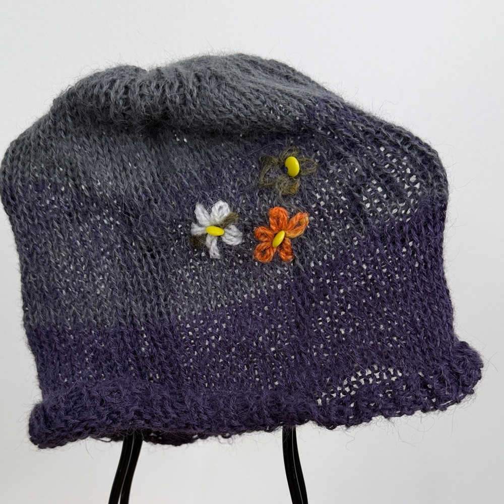 Karffany Knit Purple & Grey Beanie Hat